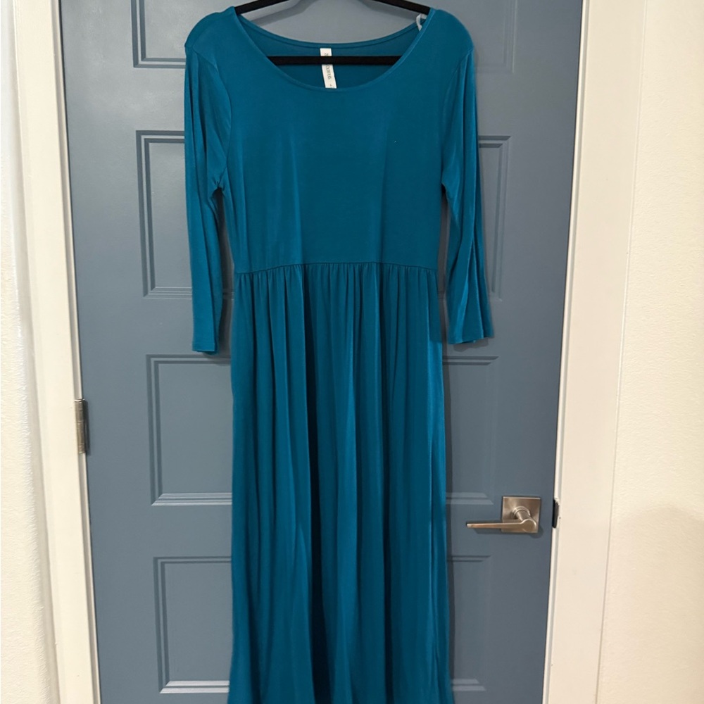 Zenana Outfitters Teal Long Sleeve Dress